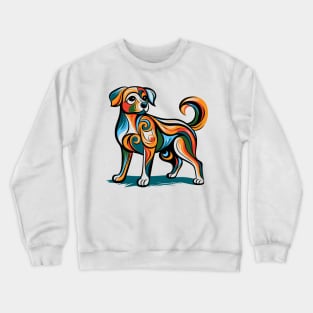 Pop art dog illustration. cubism illustration of a dog Crewneck Sweatshirt
